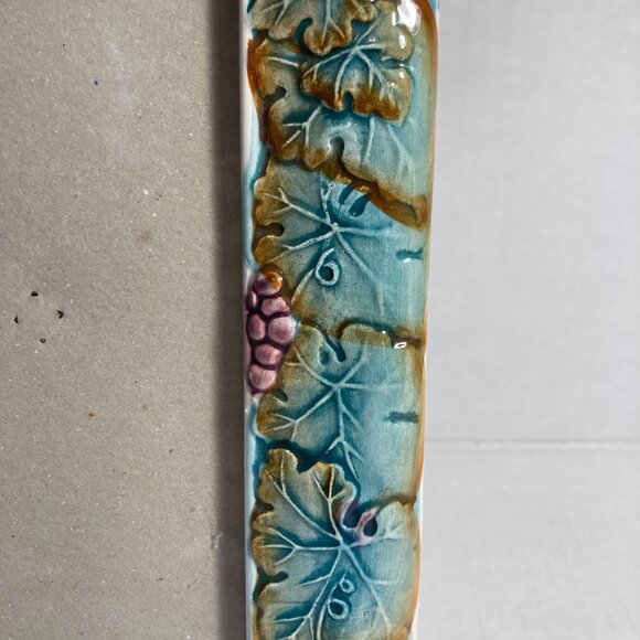 Vintage Ceramic Grape Vine Cluster Leaves Picture Photo Frame Terragrafics 5"X7" - Picture 8 of 16